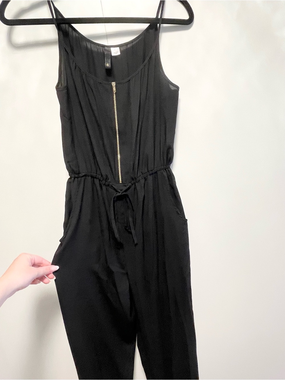 Black drawstring waist jumpsuit